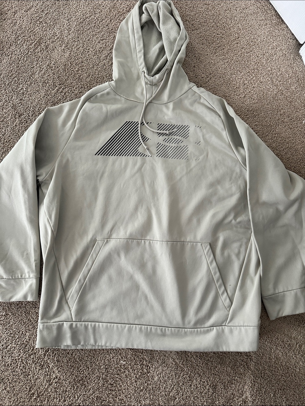 Under Armour Stone Cream Pullover Hoodie with Subtle Stripe Detail